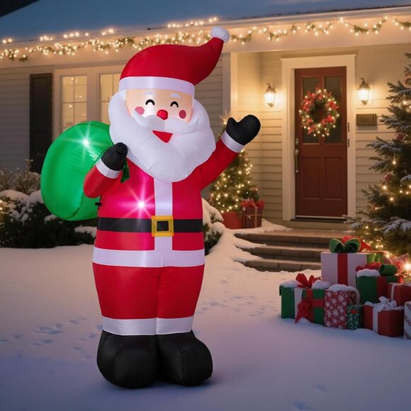 🆕6FT Christmas Inflatable Blow up Santa Claus Carrying Gift Outdoor Decoration - Picture 3 of 10